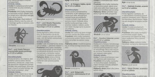Jubileuszowe wydanie gazety, strona 16, zdjęcia znaków zodiaku